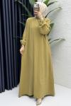 Feriha Bolero Elbise Tesettür Giyim  Yağ Yeşili