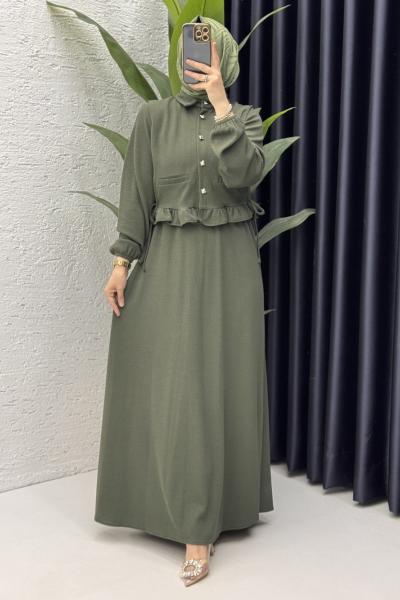 Feriha Elbise Tesettür Giyim  Haki