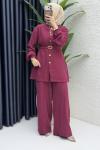 Firuze Pantolon Takım  Vişne