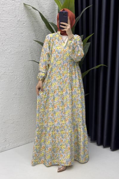 Gelincik Elbise Tesettür Giyim Sarı