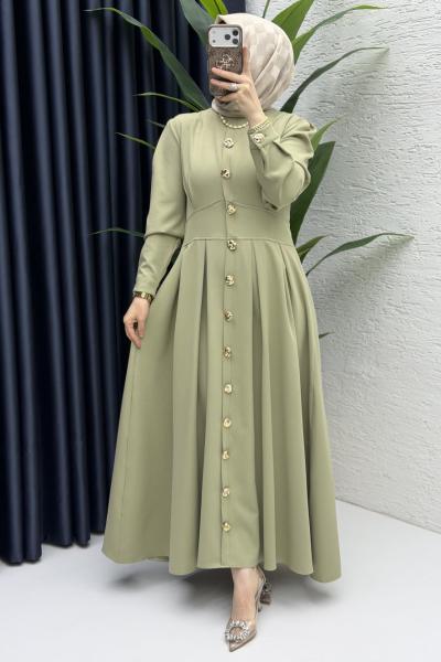 Gülru Elbise Tesettür Giyim   Açık Haki
