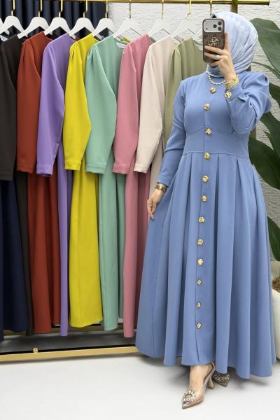 Gülru Elbise Tesettür Giyim  Mavi