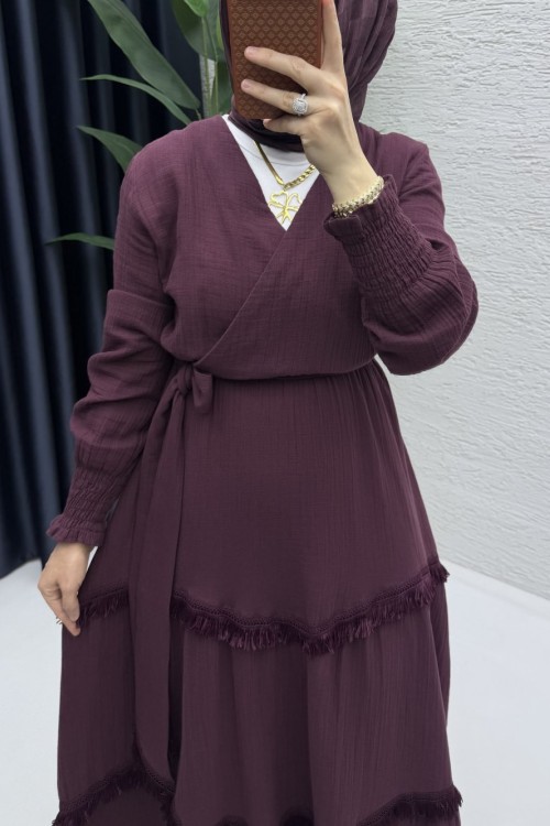 Hafsa Elbise Tesettür Giyim Mürdüm