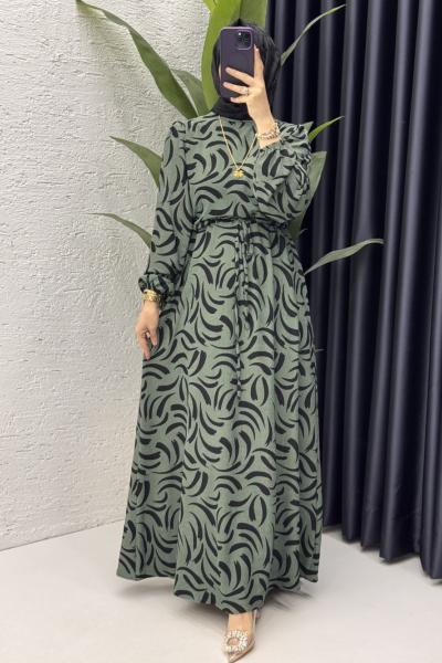 Hanne Elbise Tesettür Giyim Haki