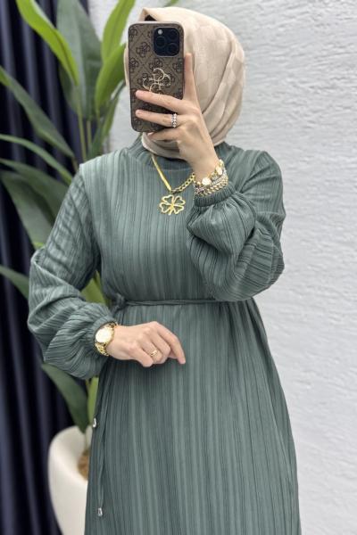 Hare Elbise Tesettür Giyim  Çağla Yeşili