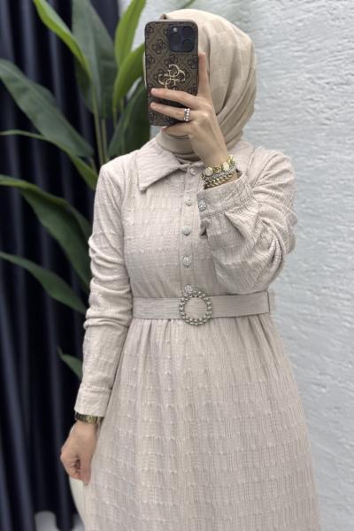 İncilay Elbise  Taş Rengi