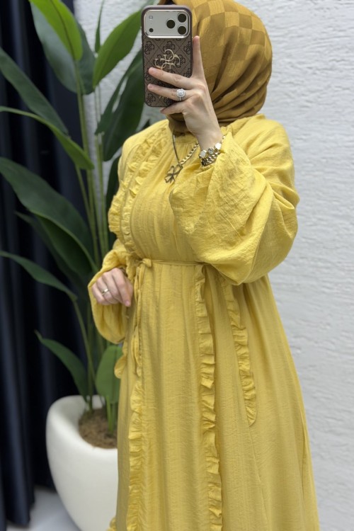 Lady Elbise Tesettür Giyim Hardal Sarısı