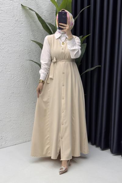 Lamia Jile Tesettür Giyim Taş Rengi