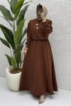Leyza Elbise Tesettür Giyim  Kahve