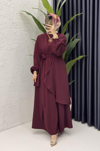 Mahinur Takım Tesettür Giyim  Bordo