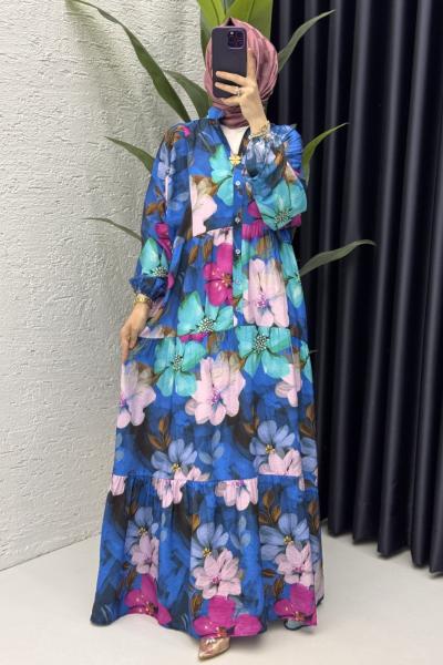 Melis Elbise Tesettür Giyim Mavi