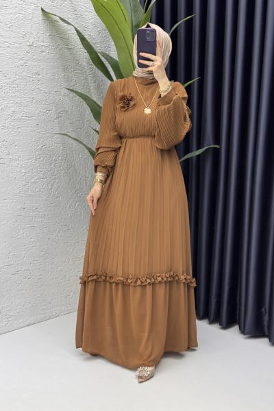 Nurhayat Elbise Tesettür Giyim Kahverengi