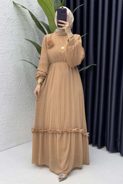 Nurhayat Elbise Tesettür Elbise Camel