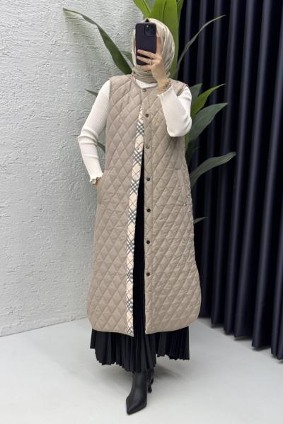 Özden Kapitone Yelek Taş Rengi