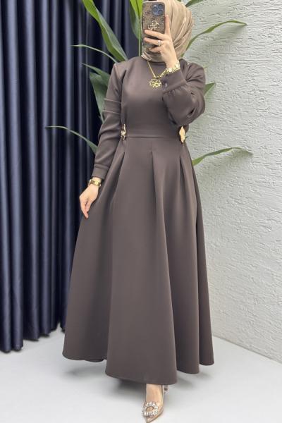 Piraye Elbise Tesettür Giyim  Kahve