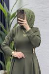 Piraye Elbise Tesettür Giyim  Haki