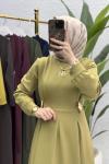 Piraye Elbise Tesettür Giyim  Yeşil