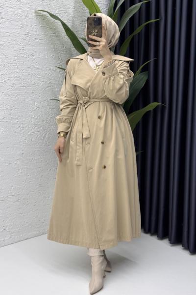 Rabia Trench Tesettür Giyim  Taş Rengi