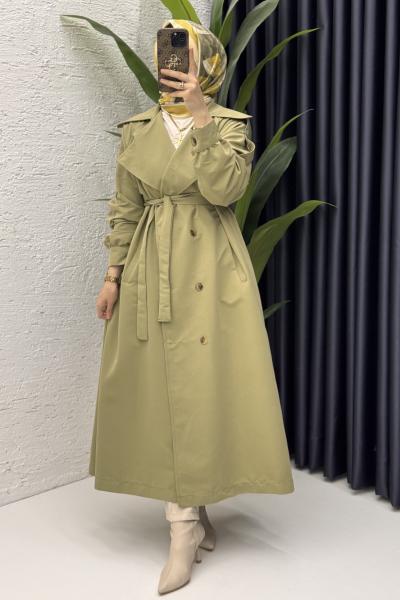 Rabia Trench Tesettür Giyim  Yeşil
