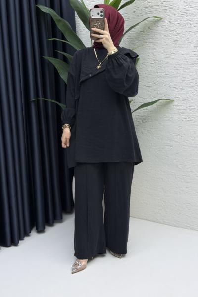 Rezzan Pantalonlu Takım Tesettür Giyim  Siyah