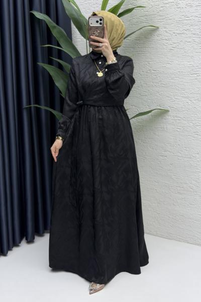 Şahika Elbise Tesettür Giyim  Siyah