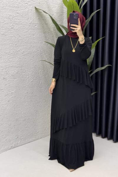 Sahra Elbise Tesettür Giyim Siyah