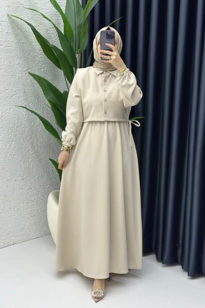 Sahre Elbise Tesettür Giyim  Taş Rengi