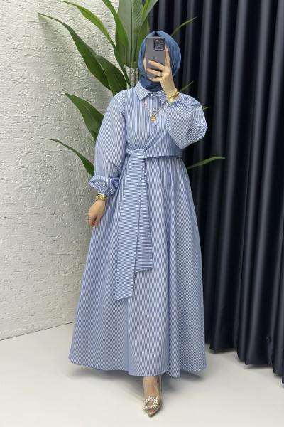 Seçil Tesettür Elbise Lacivert