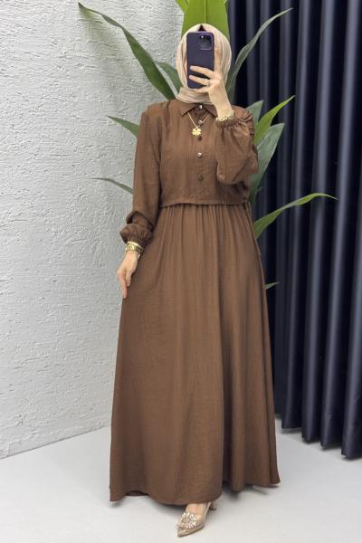 Sedef Elbise Tesettür Giyim Kahverengi