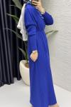 Seher Elbise Tesettür Giyim Saks Mavi