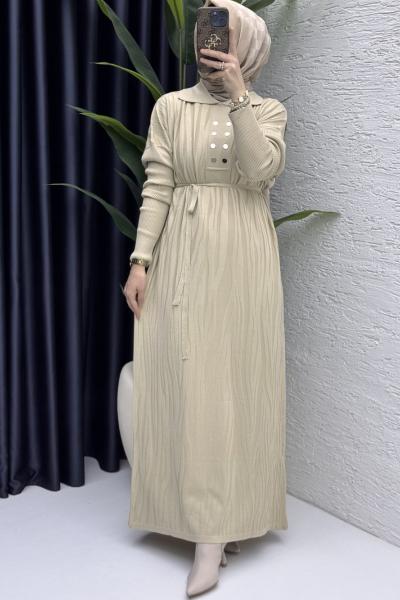 Seher Elbise Tesettür Giyim Taş Rengi