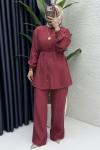 Şehnaz Pantolon Takım  Bordo