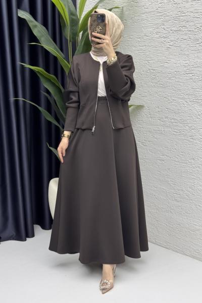 Selen Etekli Takım Kahverengi