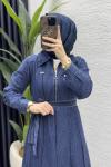 Şeniz Kot Elbise Tesettür Giyim  Lacivert