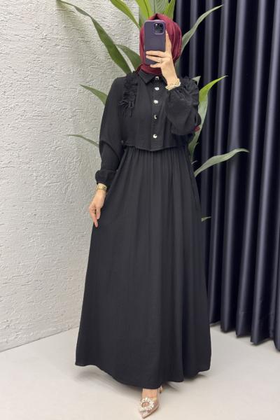 Şevval Elbise Tesettür Giyim Siyah