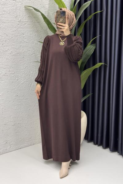 Simge Elbise Tesettür Giyim  Kahverengi
