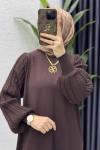 Simge Elbise Tesettür Giyim  Kahverengi