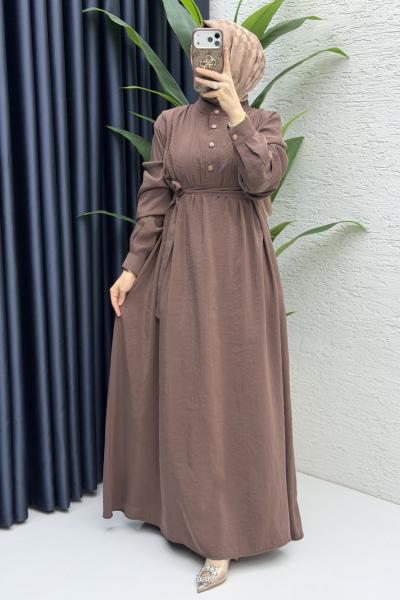 Şura Elbise Tesettür Giyim  Sütlü Kahve
