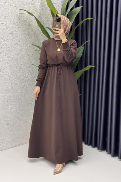 Yüsra Elbise Tesettür Giyim  Kahverengi