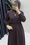 Yüsra Elbise Tesettür Giyim  Mürdüm