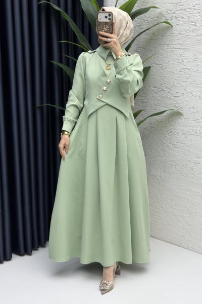 Zahidar Elbise Tesettür Elbise  Çağla Yeşil