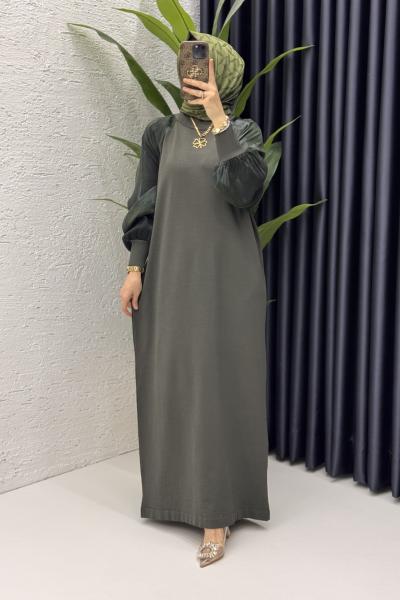 Zerine Elbise Tesettür Giyim  Haki