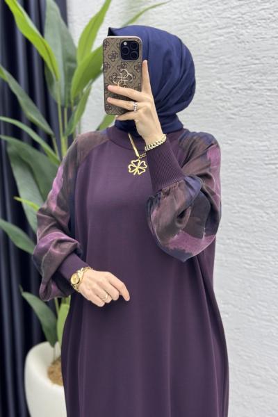 Zerine Elbise Tesettür Giyim  Mürdüm