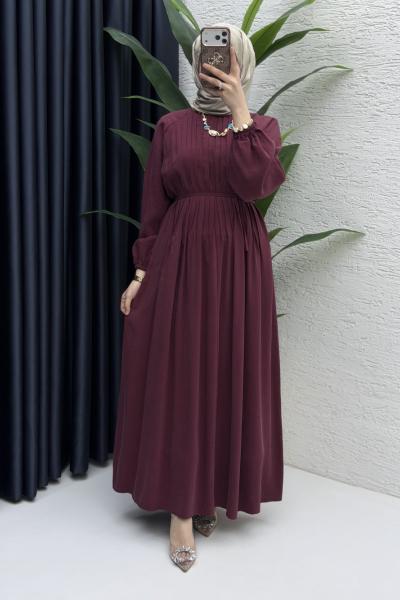Zişan Elbise Tesettür Giyim  Bordo