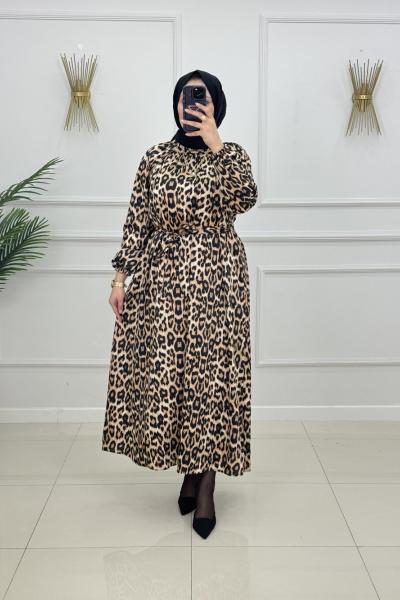 AYSU SATEN ELBİSE- LEOPAR