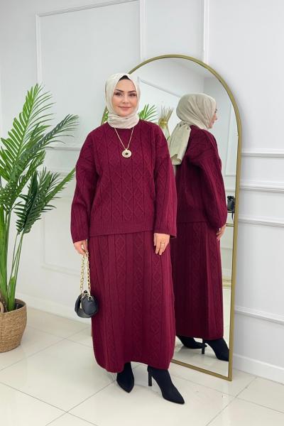 ELVİN ETEKLİ TAKIM- BORDO