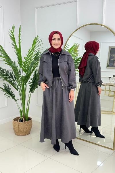 HİFA ETEKLİ TAKIM - ANTRASİT