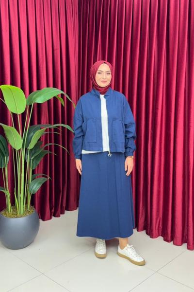 HİRA ETEKLİ TAKIM - LACİVERT