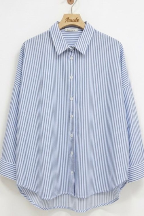 Allday Çizgili Gömlek-Açık Mavi