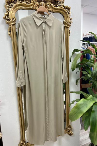 Allday Uzun Tunik Gömlek-Toprak